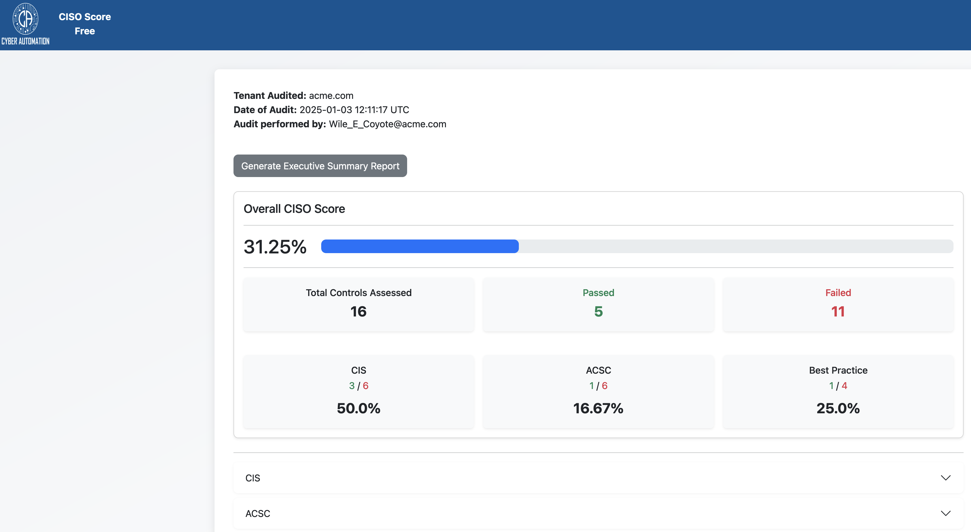 CISO Free - Reports